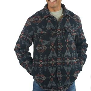 Jachs Black and Red Lightweight Shirt Jacket with Geometric Pattern